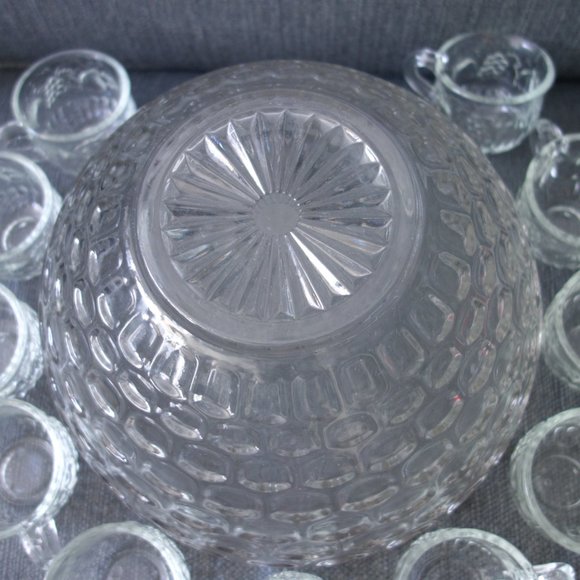 Glass Punch Bowl Set with 11 Glasses - Picture 11 of 15